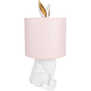 Clayre & Eef 6LMC0013WP Sobremesa Conejo Ø20x43 cm E27 60W Blanco Rosa