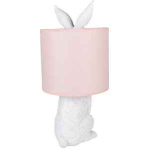 Clayre & Eef 6LMC0013WP Sobremesa Conejo Ø20x43 cm E27 60W Blanco Rosa