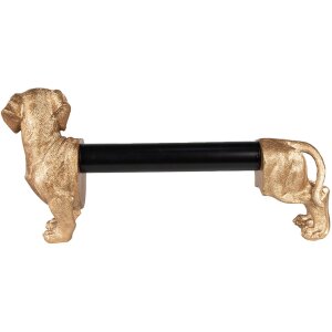 Clayre & Eef 6PR3637 Portarrollos de Cocina Perro Oro Negro 46x15x21 cm