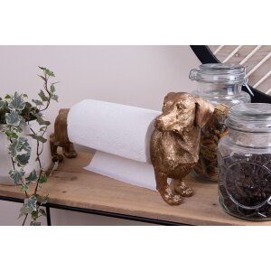 Clayre & Eef 6PR3637 Portarrollos de Cocina Perro Oro Negro 46x15x21 cm