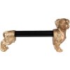 Clayre & Eef 6PR3637 Portarrollos de Cocina Perro Oro Negro 46x15x21 cm