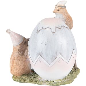 Clayre & Eef 6PR3824 Decoración Pollito 12x9x12 cm Gris - Marrón