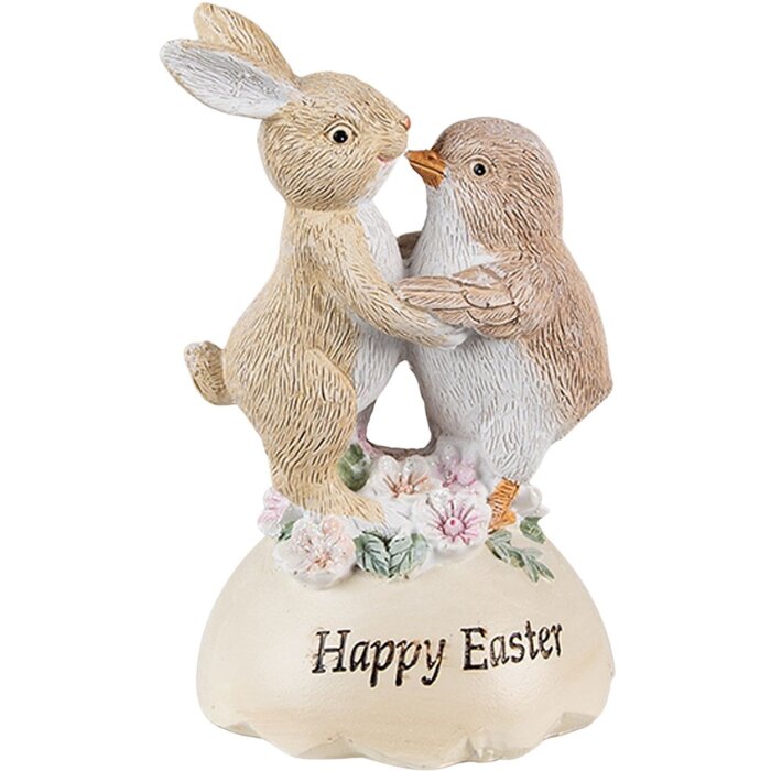 Clayre & Eef 6PR3826 Decoración Conejo y Pollito 8x8x13 cm Beige - Marrón