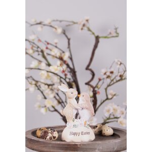 Clayre & Eef 6PR3826 Decoración Conejo y Pollito 8x8x13 cm Beige - Marrón