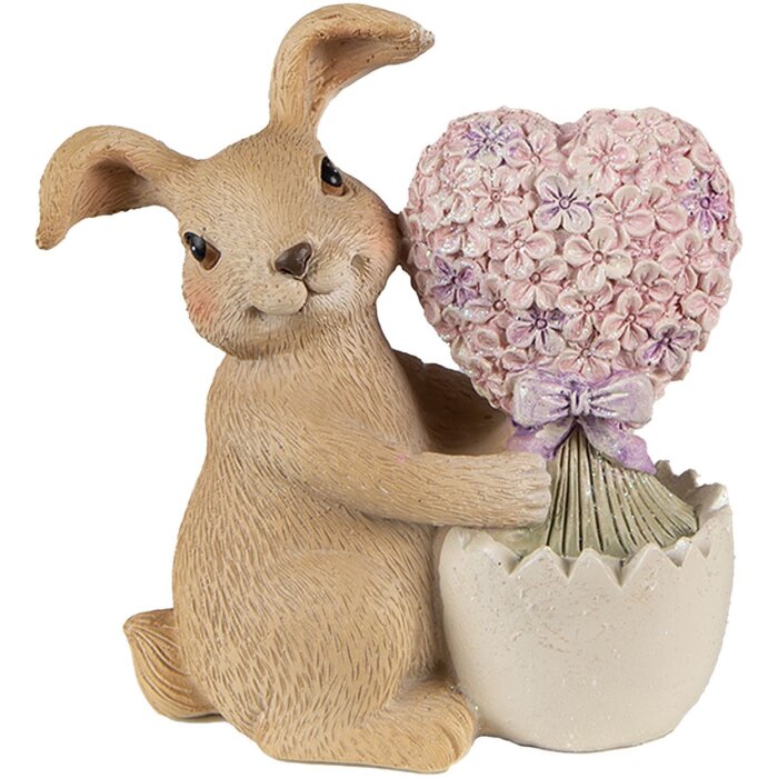 Clayre & Eef 6PR3833 Decoración Conejo 11x6x12 cm Marrón - Rosa