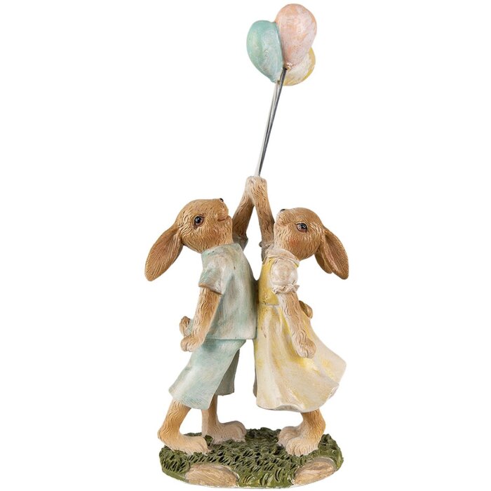 Clayre & Eef 6PR3853 Decoración Conejo 10x6x22 cm Verde - Marrón