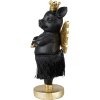 Clayre & Eef 6PR3860 Decoración Cerdo 9x6x18 cm Negro Oro Corona Alas