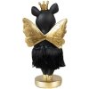 Clayre & Eef 6PR3860 Decoración Cerdo 9x6x18 cm Negro Oro Corona Alas