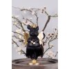 Clayre & Eef 6PR3860 Decoración Cerdo 9x6x18 cm Negro Oro Corona Alas