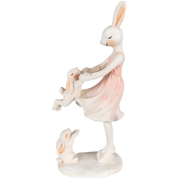 Clayre & Eef 6PR3868 Decoración Conejo 9x6x22 cm Rosa - Beige