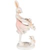 Clayre & Eef 6PR3868 Decoración Conejo 9x6x22 cm Rosa - Beige