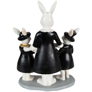 Clayre & Eef 6PR3873 Decoración Conejo 16x8x21 cm Negro Blanco Estilo Campestre