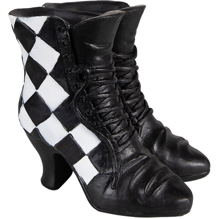Clayre & Eef 6PR3890 Decoración Zapatillas 15x12x15 cm Negro - Blanco