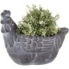 Clayre & Eef 6TE0488 Maceta Pollo Gris 29x17x23 cm Estilo Campestre