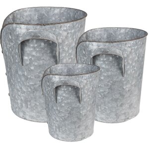 Clayre & Eef 6Y4873 Jardinera (Juego de 3) Ø 25x28 - Ø 21x24 - Ø 17x20 cm Gris