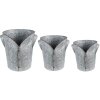 Clayre & Eef 6Y4873 Jardinera (Juego de 3) Ø 25x28 - Ø 21x24 - Ø 17x20 cm Gris