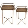 Clayre & Eef 6Y4975 Mesa auxiliar (set de 2) 38x38x53 - 28x28x39 cm Color dorado