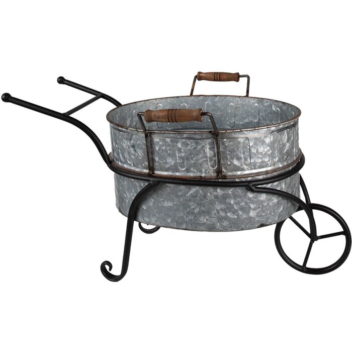 Clayre & Eef 6Y5415 Jardinera Carretilla 54x31x31 cm Gris