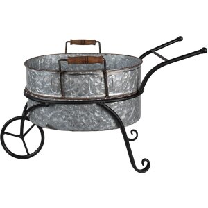 Clayre & Eef 6Y5415 Jardinera Carretilla 54x31x31 cm Gris
