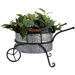 Clayre & Eef 6Y5415 Jardinera Carretilla 54x31x31 cm Gris