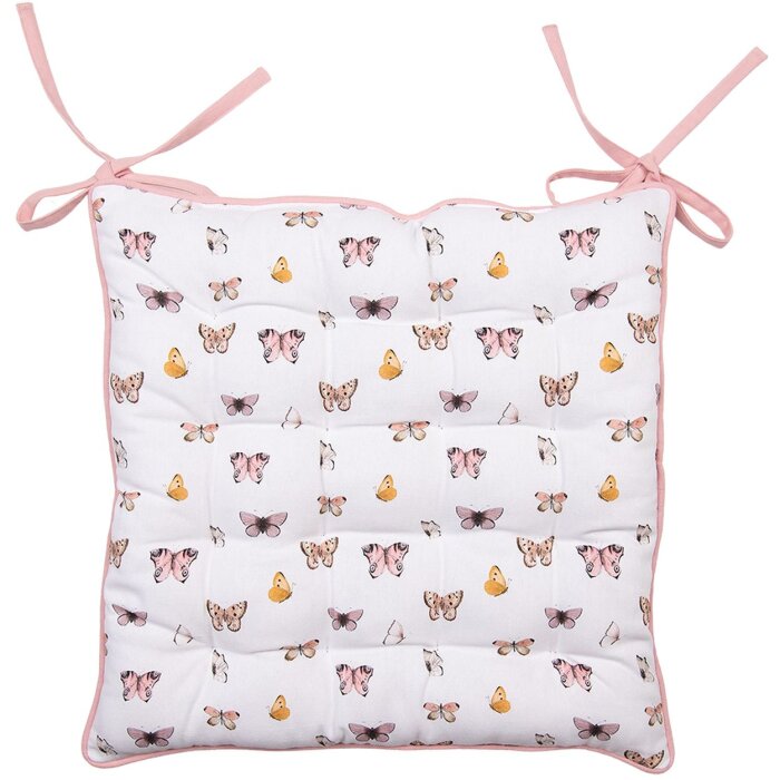 Clayre & Eef BPD29 Cojín para silla con espuma 40x40x4 cm Beige - Rosa