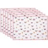 Clayre & Eef BPD40 Mantel Individual (6 piezas) 48x33 cm Beige - Rosa