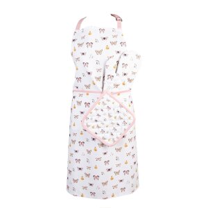 Clayre & Eef BPD41 Delantal 70x85 cm Beige - Rosa