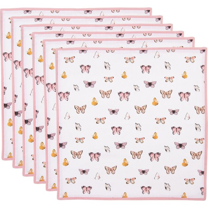 Clayre & Eef BPD43 Servilletas 40x40 cm Beige Rosa Lote de 6