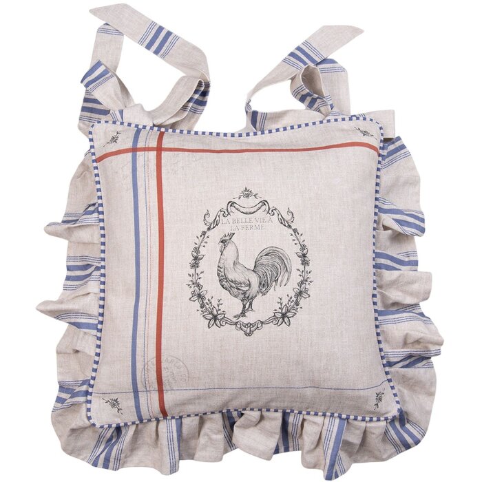 Clayre & Eef DFR25 Funda Cojín Silla Beige 40x40 cm Algodón Estilo Campestre