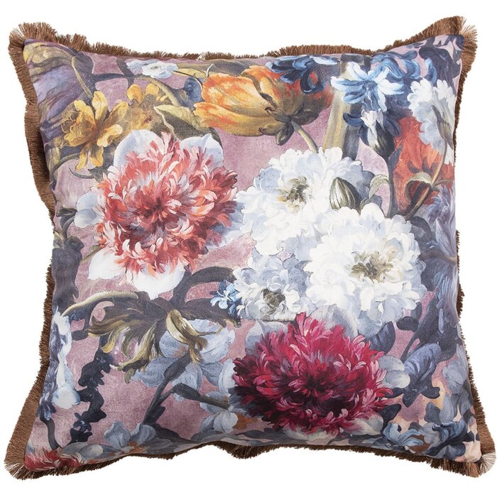 Clayre & Eef KG023.119 Cojín 45x45x4 cm Rosa Blanco Cuadrado Estilo Barroco