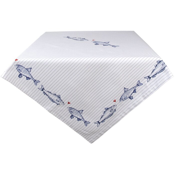 Clayre & Eef SSF05 Mantel 150x250 cm Blanco - Azul Rectángulo