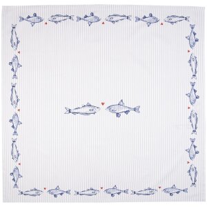 Clayre & Eef SSF05 Mantel 150x250 cm Blanco - Azul...