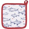 Clayre & Eef SSF45 Potholder 20x20 cm Blanco - Azul Cuadrado