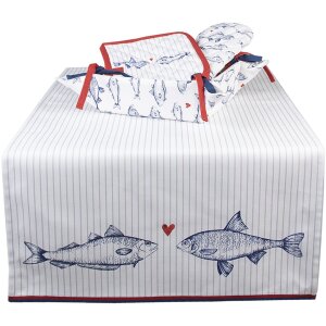 Clayre & Eef SSF47 Panera 35x35x8 cm Blanco - Azul Cuadrada