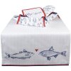Clayre & Eef SSF64 Traves de Mesa 50x140 cm Blanco - Azul Rectangular