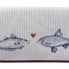 Clayre & Eef SSF64 Traves de Mesa 50x140 cm Blanco - Azul Rectangular