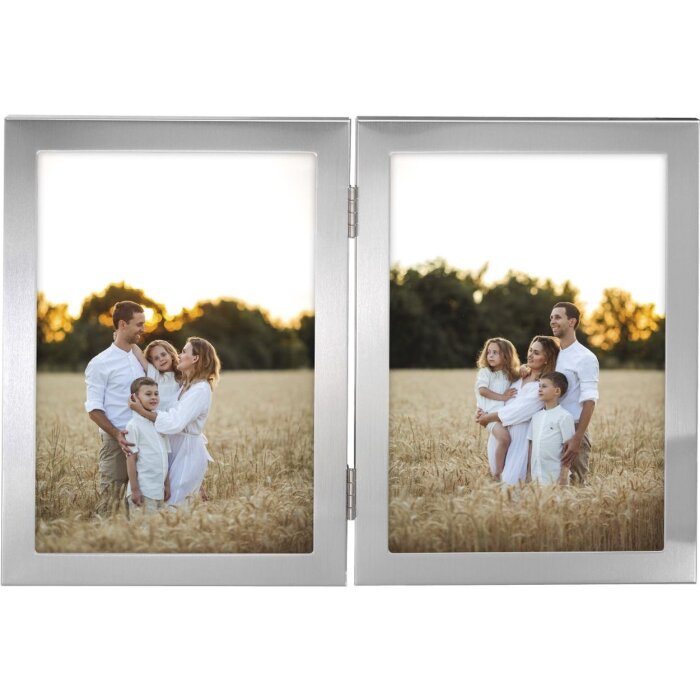 Hama Marco doble aluminio Calais plata 2 fotos 13x18 cm