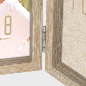 ZEP Marco doble de madera Basilea marrón 10x15 cm y 13x18 cm formato vertical