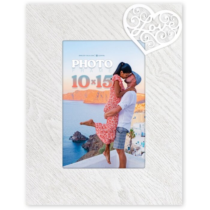 ZEP Marco Foto Madera Jengibre 10x15 cm Corazón Blanco