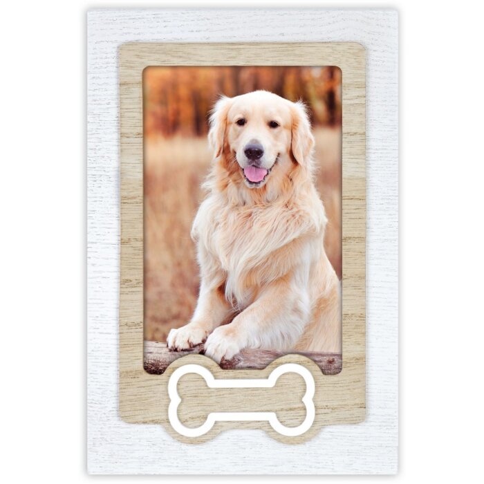 ZEP marco de perro Osso madera 10x15 cm con motivo de hueso formato retrato