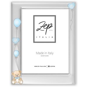 ZEP Marco de fotos de bebé de metal Ivan azul 10x15 cm plata brillante