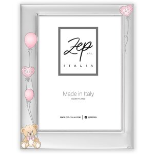ZEP Marco de fotos de bebé de metal Ivan rosa 10x15 cm plata brillante