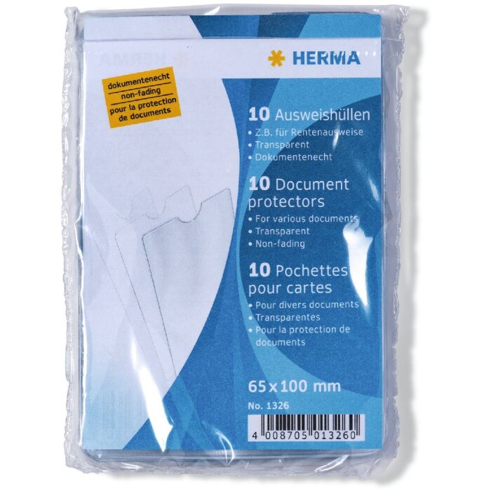 HERMA 1326 Fundas para tarjetas de identificación 65x100 mm Pensión tarjeta Transparente