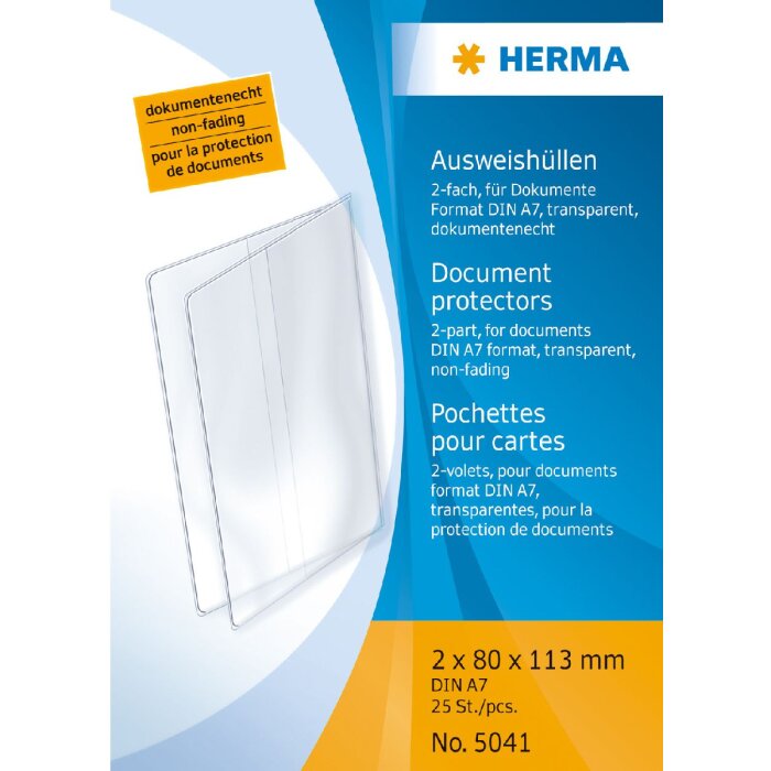 HERMA 5041 Funda para tarjetas de identificación DIN A7 con bisagra transparente 80x113 mm