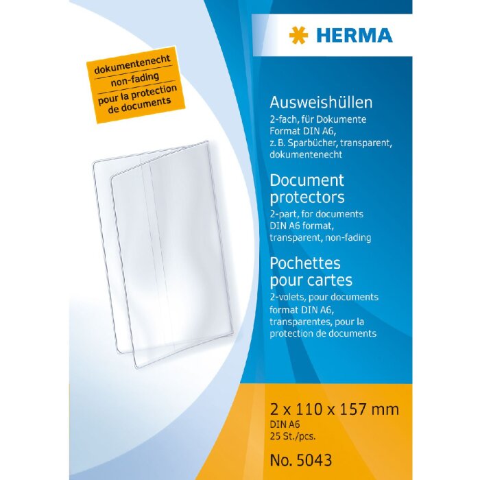 HERMA 5043 Sobres para tarjetas de identificación 2xDIN Sobres plegables A6