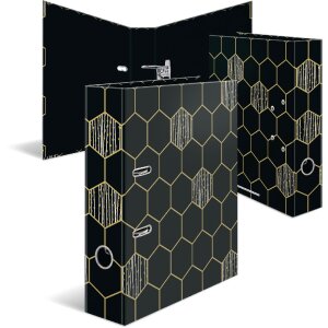 HERMA 7016 Carpeta Motif 70 mm A4 Hexágono negro oro