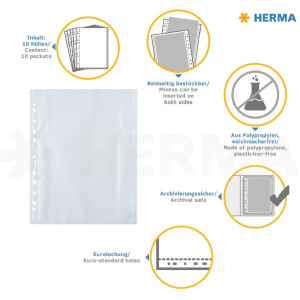 HERMA 7566 Photophane formato vertical blanco 20x30 cm 250 fundas Archivado