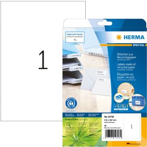 HERMA 10708 Etiquetas papel reciclado A4 210x297mm blanco...
