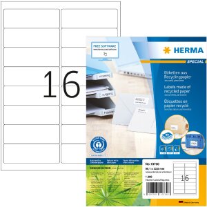 HERMA 10730 Etiquetas de papel reciclado A4 99,1x33,8 mm...