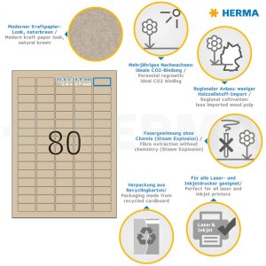HERMA 10751 Etiquetas de papel Silphie A4 35,6x16,9 mm marrón natural adhesivo permanente